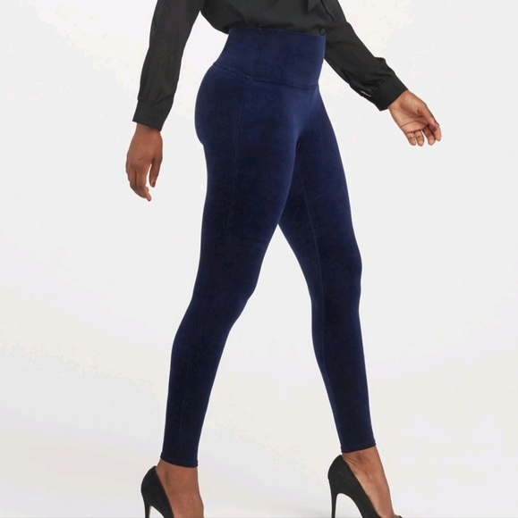 NWT 1X SPANX Navy Blue Classic Velour Slimming Leggings - Picture 2 of 6
